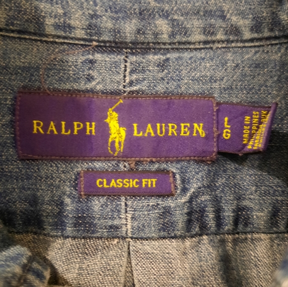 Vintage Ralph Lauren Mens L Denim Button Up Classic Fit - Picture 2 of 7